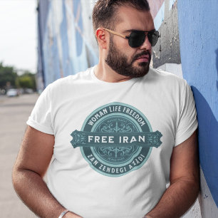 Vrij Iran Vrouw   Mahsa Amini Badge Groen T-shirt