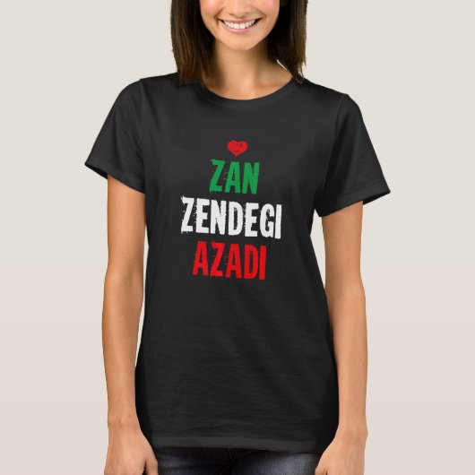 Vrij Iran Zan Zendegi Azadi Persian Heart Love Quo T-shirt (Voorkant)
