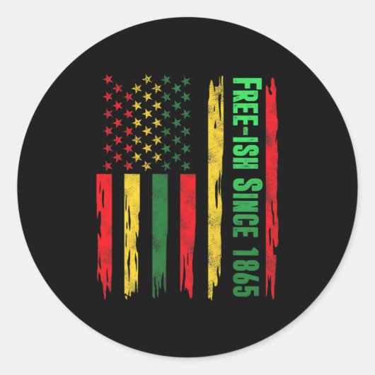 Vrij-ish Juneteenth Day Flag Black Pride 1865 Afri Ronde Sticker (Voorkant)