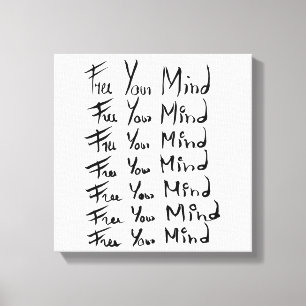 VRIJ JE GEDACHT! Motivatie kalligrafie Canvas Afdruk