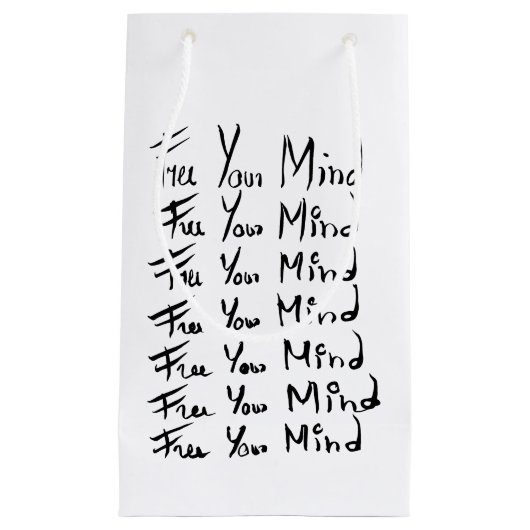 VRIJ JE GEDACHT! Motivatie kalligrafie Klein Cadeauzakje (Voorkant)