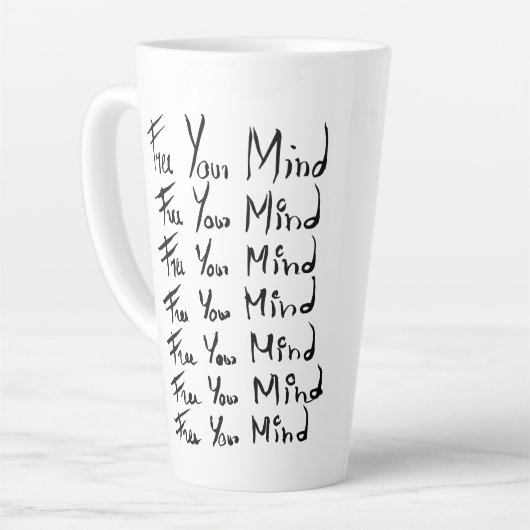 VRIJ JE GEDACHT! Motivatie kalligrafie Latte Mok (Linkerhoek)