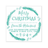 Vrij kerstmis Wreatscript naam terugzendadres Zelfinktende Stempel (Design)