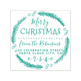 Vrij kerstmis Wreatscript naam terugzendadres Zelfinktende Stempel