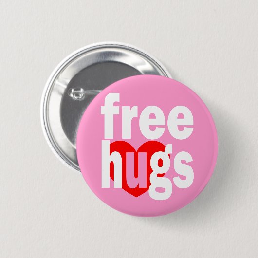 vrij knuffelhart ronde button 5,7 cm (Voorkant /achterkant)