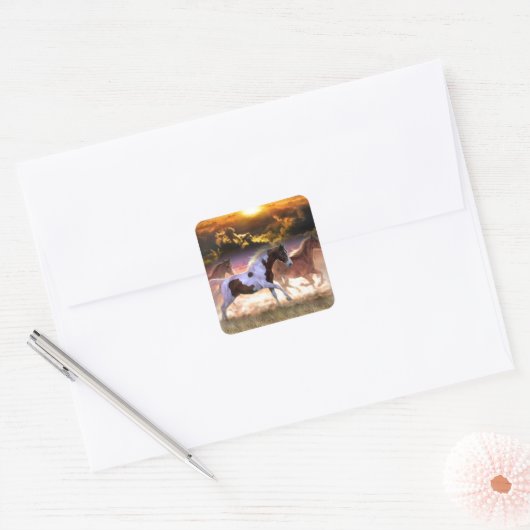 Vrij lopen vierkante sticker (Envelop)