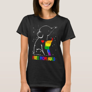 Vrij mam Hugs Cute Elephant Animal Rainbow Heart L T-shirt