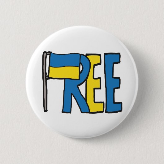 Vrij Oekraïne Ronde Button 5,7 Cm (Voorkant)