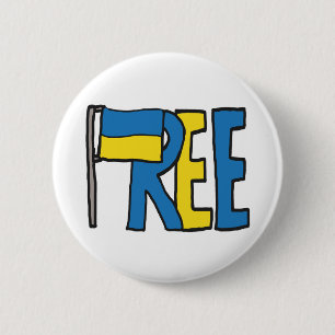 Vrij Oekraïne Ronde Button 5,7 Cm