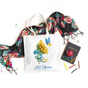  vrij Oekraïne - Zonnebloem en vlinder Tote Bag