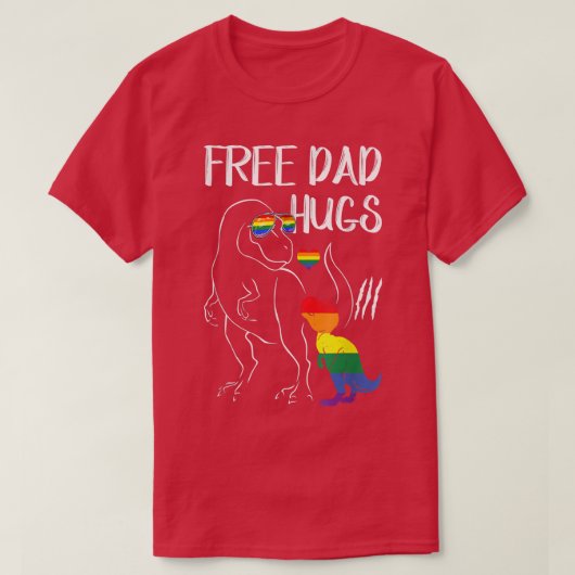 Vrij pa Hugs LGBT Pride Dad Dinosaur Re Gift T-shirt (Design voorkant)