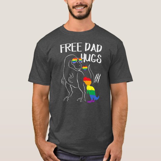 Vrij pa Hugs LGBT Pride Dad Dinosaur Rex Gifts T-shirt (Voorkant)