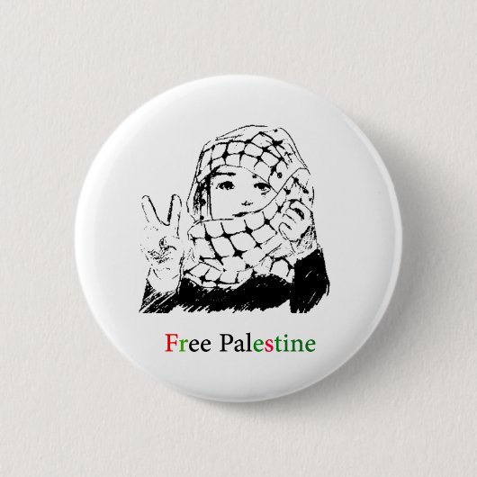 Vrij Palestina, afgerond Ronde Button 5,7 Cm (Voorkant)