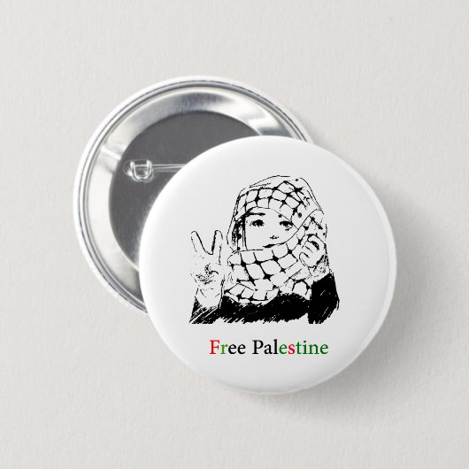 Vrij Palestina, afgerond Ronde Button 5,7 Cm (Voorkant /achterkant)