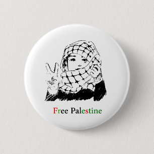 Vrij Palestina, afgerond Ronde Button 5,7 Cm