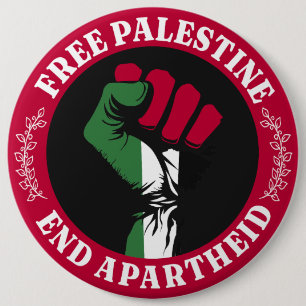 Vrij Palestina Einde Apartheid II Ronde Button 6,0 Cm