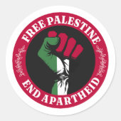 Vrij Palestina Einde Apartheid II Ronde Sticker (Voorkant)