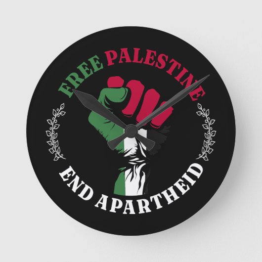 Vrij Palestina Einde Apartheid III Ronde Klok (Voorkant)