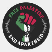 Vrij Palestina Einde Apartheid III Ronde Sticker (Voorkant)
