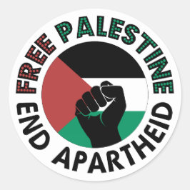 Vrij Palestina einde Apartheid Palestijnse vlag Ronde Sticker
