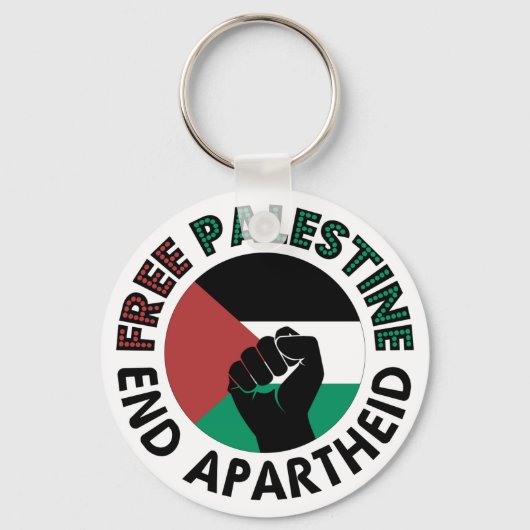 Vrij Palestina einde Apartheid Palestijnse vlag Sleutelhanger (Voorkant)