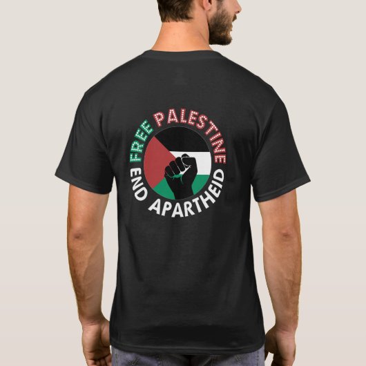 Vrij Palestina einde Apartheid Palestijnse vlag T-shirt (Achterkant)