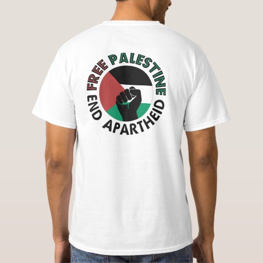 Vrij Palestina einde Apartheid Palestijnse vlag T-shirt (Achterkant)
