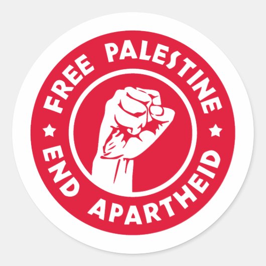 Vrij Palestina Einde Apartheid Ronde Sticker (Voorkant)