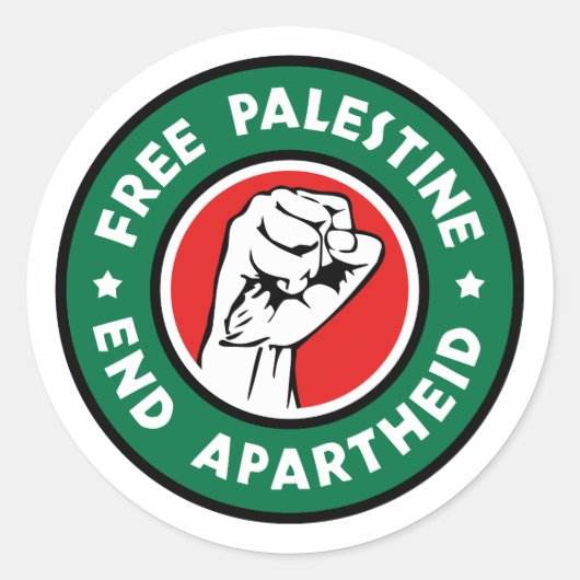 Vrij Palestina Einde Apartheid Ronde Sticker (Voorkant)