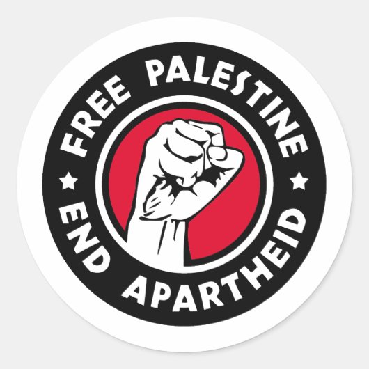 Vrij Palestina Einde Apartheid Ronde Sticker (Voorkant)