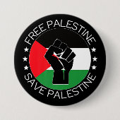 Vrij Palestina Gazagenocide Palestijnse vlag Ronde Button 7,6 Cm (Voorkant)