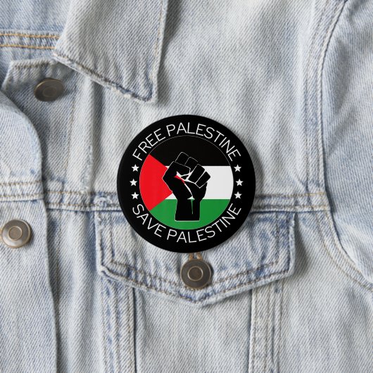 Vrij Palestina Gazagenocide Palestijnse vlag Ronde Button 7,6 Cm (In situ)