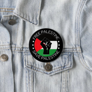 Vrij Palestina Gazagenocide Palestijnse vlag Ronde Button 7,6 Cm