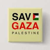 Vrij Palestina Gazagenocide Palestijnse vlag Vierkante Button 5,1 Cm (Voorkant)