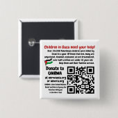 VRIJ PALESTINA - Help Gaza kinderen UNRWA QR Code Vierkante Button 5,1 Cm (Voorkant /achterkant)