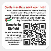 VRIJ PALESTINA - Help Gaza kinderen UNRWA QR Code Vierkante Sticker (Voorkant)