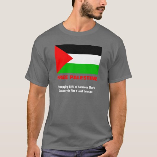 Vrij Palestina - Koolsteengrijs T-Shirt (Voorkant)