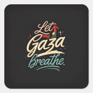 Vrij Palestina – Laat Gaza ademen Sleutelhanger Vierkante Sticker