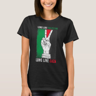 Vrij Palestina met Gaza-vlag Lang Bleek T-shirt