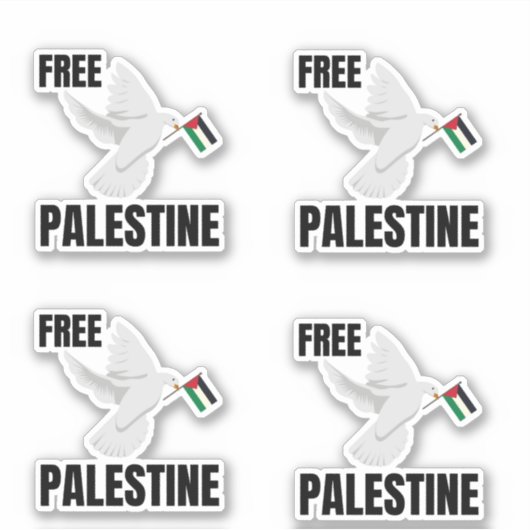VRIJ PALESTINA MET VREDESDUIF STICKER (Voorkant)