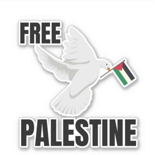 VRIJ PALESTINA MET VREDESDUIF STICKER (Voorkant)
