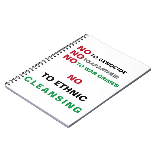 VRIJ PALESTINA NIET TEGEN GENOCIDE APARTHEID OORLO NOTITIEBOEK (Linkerzijde)