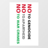 VRIJ PALESTINA NIET TEGEN GENOCIDE APARTHEID OORLO RAAMSTICKER (Vel)