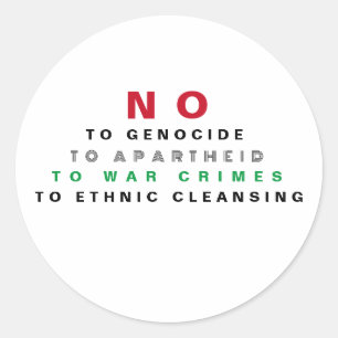 VRIJ PALESTINA NIET TEGEN GENOCIDE APARTHEID OORLO RONDE STICKER
