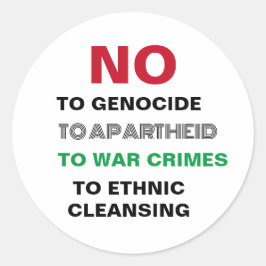 VRIJ PALESTINA NIET TEGEN GENOCIDE APARTHEID OORLO RONDE STICKER