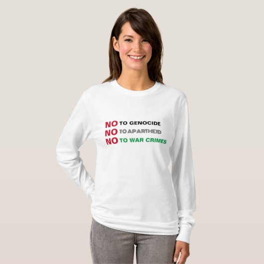 VRIJ PALESTINA NIET TEGEN GENOCIDE APARTHEID OORLO T-SHIRT (Voorkant volledig)