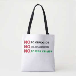 VRIJ PALESTINA NIET TEGEN GENOCIDE APARTHEID OORLO TOTE BAG
