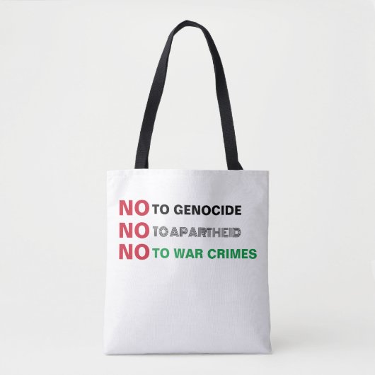 VRIJ PALESTINA NIET TEGEN GENOCIDE APARTHEID OORLO TOTE BAG (Voorkant)