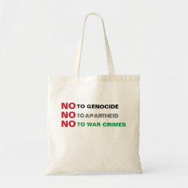 VRIJ PALESTINA NIET TEGEN GENOCIDE APARTHEID OORLO TOTE BAG
