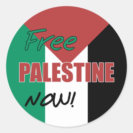 Vrij Palestina nu Palestijnse vlag Ronde Sticker (Voorkant)